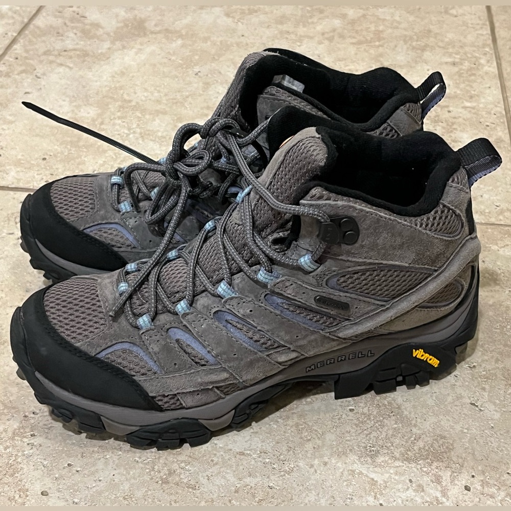 Merrell Moab 2 Mid Waterproof Gray Leather Suede Hiking Boots Shoes 10 NEW
